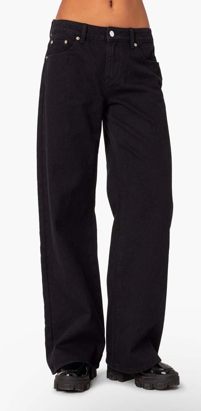 edikted Black Wide Leg Jeans